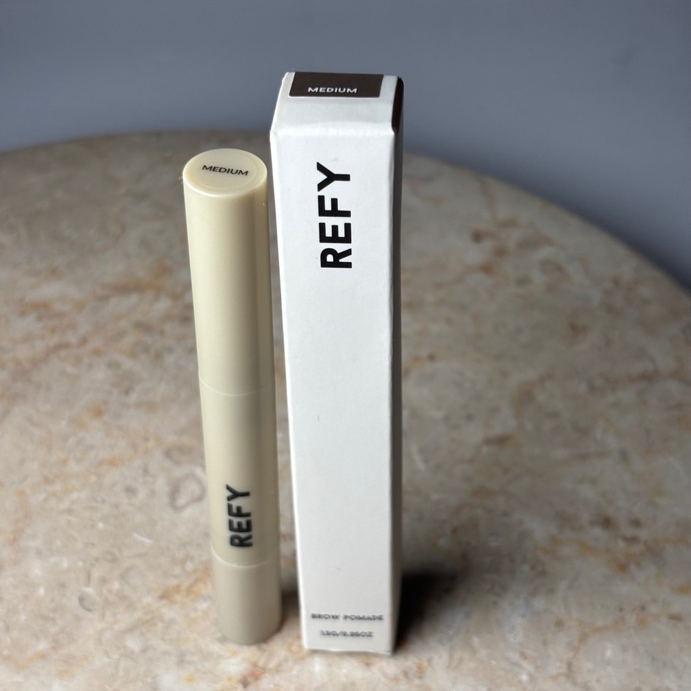 REFY Brow‎ Pomade 1.5g Medium Dual-Ended Angled Brush Matte Finish NIB